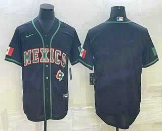 Men%27s Mexico Baseball Blank 2023 Black World Baseball Classic Stitched Jersey->2023 world baseball classic->MLB Jersey